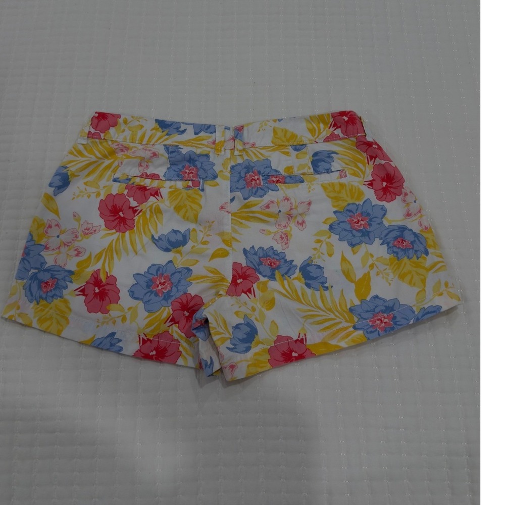 Old Navy Floral Chino Shorts Womens10 Tropical Hibiscus Palm Print Cotton Summer - Picture 4 of 8